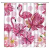 Shower Curtains 3d Print Bathroom Flamingo Waterproof Fabric With Hooks Decoration Pink Birds Flower Plant Bath Screen