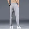 Mingyu zomer heren casual broek mannen broeken mannelijke broek slank fit werk elastische taille groen grijs licht dunne koele broeken 28-38 y220308