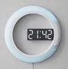 The latest wall clock, LED 7 colors, light switch, mirror hollow, multi-functional fashion electronic clock, home creative simple silent numbers