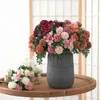 Fake Flower Hydrangea & Carnation (6Stem/Piece) 24" Length Simulation Round Chrysanthemum for Wedding Home Decorative Artificial Flowers