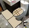 Couvre-siège de toilette imprimé à la mode, tapis en forme de U pour salle de bain, ensemble de 3 pièces, paillasson confortable et antidérapant pour la maison, Carpet304n