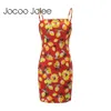 Jocoo Jolee Floral Sprint Slim Dress for Women Summer Vintage Beach sukienka Seksowna bez pleców pasek High Street Sukienka 210619