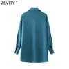 Women Fashion Solid Double Pockets Patch Smock Blouse Office Ladies Long Sleeve Satin Shirt Chic Blusas Tops LS7637 210416