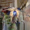 Italiensk lampa handblåst glas ljuskrona modern blå mjölk vit klar färg hängande LED 110-240V hängande ljus sovrum hus konst dekoration 24 med 20 inches