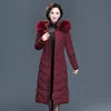 X-long Women Coats parkas Slim Office Ladies Solid Women's Winter Jacket Hooded With Fur Collar Thick Cotton Padded Parkas