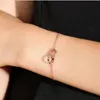 Bracelets de charme brillant Zircon rond or rose pour femmes accessoires de fête mode argent 925 dame bracelet femme anniversaire bijou