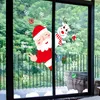 Wall Stickers Christmas Windows Sticker Santa Claus Merry Decorations For Home 2021 Ornament Year 2022 Noel Xmas Gifts