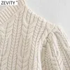 Kvinnor Sexig Asymmetri Singel Shoulder Short Crochet Knitting Sweater Kvinna Chic Lantern Sleeve Slim Pullovers Tops CT687 210416