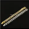 Link, Jewelryfashion Bracciale cubano da uomo in acciaio inossidabile Fl Design con strass Doppi fermagli di sicurezza Rock Hip Hop Gioielli Bracciali a catena in oro