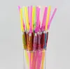 Wholesale-(6000 pcs/lot) 9.4'' 24cm solid color plastic drinking straws with paper umbrellas Cocktail straw eco-friendly SN2269