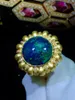 Ringos de cluster Anel de opala jóias finas pura 18 k ouro 100% alteração de cor natural Gemtones 5.8ct fêmea para mulheres