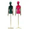 Elektroplätering Hand Velvet Mannequin Women Half Body Display Rack Bröllopsklänning Modell anpassad