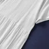 Johnature Original National Style Cotton Linen Women Dress Summer Solid Color Women Half Sleeve Vintage Shirt Dress 210521