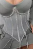 Bustiers Corsets De Luxe Cristal Femmes Sous-Vêtements Mince Rhinstone Gilet Sexy Dentelle Transparente Dos Nu Femme Ceinture