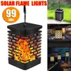 Solar Flame Lights Hanging Lanterns Flickering Torch Outdoor Waterproof - Grey