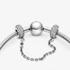100% 925 Sterling Silver Mousserande Bana Säkerhetskedja Charms Fit Original European Charm Bracelet Mode Kvinnor Bröllop Förlovning Smycken