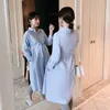 マタニティドレス春秋服のドレス長袖ビジネスガウン韓国妊娠210922
