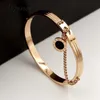 Luxury designer Bracelet 2021 Bangles Fine Jewelry Black Round Tag Chain Roman Numerals For Women Classic Brand Stainless Steel s 1828926