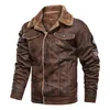 メンズジャケットとコートレトロなスタイルスエードレザージャケットメンズレザーオートバイのジャケットの毛皮の囲まれた暖かいコート冬ベルベットオーバーコート210901