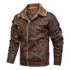 Herrenjacken und Mäntel Retro-Stil Wildlederjacke Herren Leder Motorradjacke Pelzgefütterter warmer Mantel Winter Samtmantel 210901