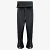 Zipper szwy Solidna czarna średnia wysoka talia Casual Micro Spodnie Mall Goth Y2K Street Style Spring GX337 210421