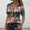 夏のカジュアルルースTシャツレディースパッチワークプルオーバープリント半袖トップスファッションプラスサイズの服Blusa de Frio Feminina 210623
