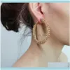 Hoop Jewelryhoop Hie Manilai Fashion Metal Twine Chunky Orecchini Donna Punk Alloy Statement Big Golden Sier Color Trendy Jewelry1 Drop Del