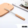 Stainless steel tableware with wooden handle knife and fork spoon dessert coffee spoon-tableware SN3155