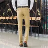 98% Algodão 2% Spandex Anti-Pilling Homem Calças Primavera Outono Negócios Khaki Slim Macho Comprimento Completo Longo Chino Homens Formal Calças 211112