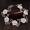 Brud smycken spets blomma pärla flätat hårband huvudbonad vit bröllopsklänning tillbehör