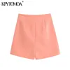 Kobiety Chic Moda Biuro Nosić Asymetryczny Wrap Mini Spodenki Spódnica Vintage Wysoka Talia Strona Zipper Kobieta Skort Mujer 210416