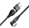 Cavi PD 60W da 180 gradi 2 in 1 USB-A da USB-C a TYPE-C 3A Dati di ricarica rapida Ruota il cavo a gomito per Huawei Xiaomi / Laptop