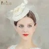 JM04 luxo laço flor tulle birdcage véu headpiece 2021 barato mini casamento noiva chapéu elegante blusher véu curto véu x0726