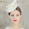 JM04 Luxury Lace Flower Tulle Birdcage Veil Headpiece 2021 Billiga Mini Bröllop Brudhatt Elegant Blusher Veil Short Veil X0726