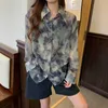 LY VAREY LIN Spring Autumn Women Vintage Oversized Chiffon Shirt Tie Dyed Gradient Color Thin Long Sleeve Collar Blouse 210526