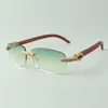 Direct sales micro-paved diamond sunglasses 3524026 with original natural wood temples designer glasses, size: 56-18-135 mm