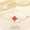 Simple Style Lucky Four Leaf Clover Temperament Student Girl Female S925 Sterling Sier Jewelry Bracelet