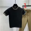 Mäns Slim Black and White Striped Sweater Thin Short-Sleeved T-shirt Stilig Koreansk version av Tide 210420