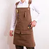 Durable Goods Apron Canvas Cross Back Adjustable with Pockets for Women and Men Kitchen Cooking Baking Bib 210629