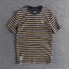 2022 Hommes D'été De Mode Japon Harajuku Simple Style Stripe O-cou À Manches Courtes Vintage Coton Streetwear Casual Pull T-Shirt 210714