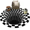 Mattor 3D Vision matta cirkulär illusion vardagsrum dörrmatta soffbord soffa filt tredimensionella runda och ovala mönster 6 färger