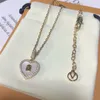 Collana da donna con ciondolo a forma di cuore con diamanti e scatola con lettere, gioielli con ciondoli in cristallo, collane regalo squisite unisex, catena alla moda per esterni