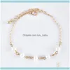 Charm JewelryCharm -armband 4 st/Set Fashion Gold Color Imitation Pearls Alloy Shell For Women Jewelry Handkedjor Blandband1 Drop Delivery