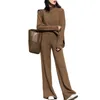 Genayooa Winter TrackSuit 2 Piece Pant Suits för kvinnor Strikkad Långärmad Två uppsättning Top och byxor Suit Outwear Korean 210930