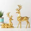 Home Decor Resin Deer Head Statua Figurka Nordic Rzemiosła Figurki Rzeźba Kreatywne Prezenty Nowoczesne Dekoracji Sztuki Ornament 210827