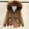 Parkas rembourrés en coton pour femme, grande taille 3XL, grande fourrure épaisse, veste ample et chaude, doublure en fourrure, vêtements d'extérieur à capuche, veste et manteau