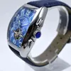 Genève luxe lederen band tourbillon mechanisch herenhorloge drop day date skelet automatische herenhorloges geschenken270s