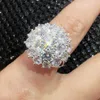 S925 Sterling Silver Color Flower Sharp Big Zircon Stone Rings for Women Fashion Wedding Engagement Jewelry 2019 P08182339