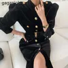 Sonbahar Kış Kadife Kadınlar Maxi Elbise Uzun Kollu Tek Göğüslü Ince Kore Elbiseler Kadın Lady Zarif Vestidos 210601