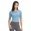 L-52 Kadın Yoga T Shirt Fitness Kıyafet Temel Slim Fit Spor Tops Yarım Kollu Eğitim Gömlek İlkbahar Yaz Cilt Dostu Üst